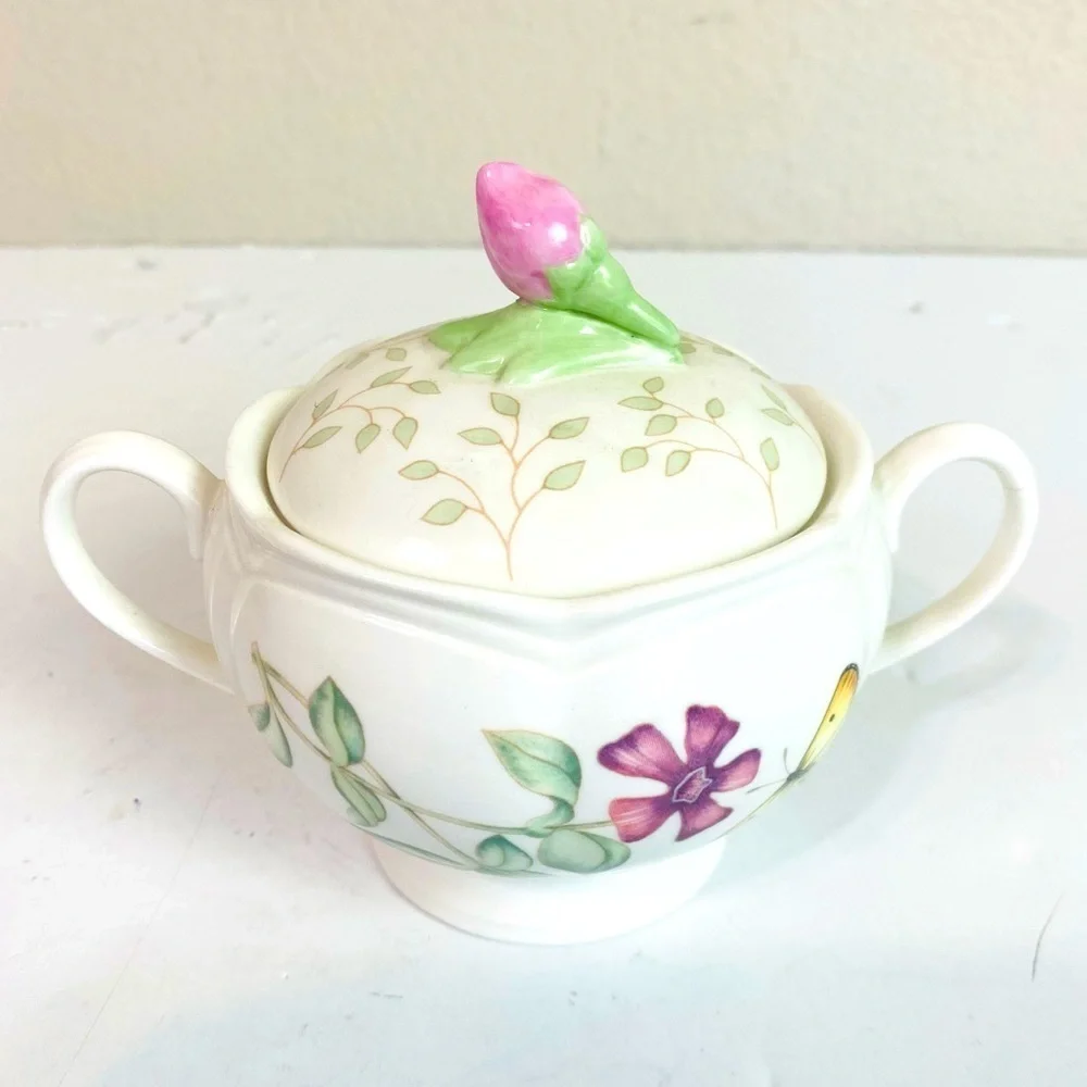 Lenox Butterfly Meadow Creamer And Sugar Bowl W/Lid